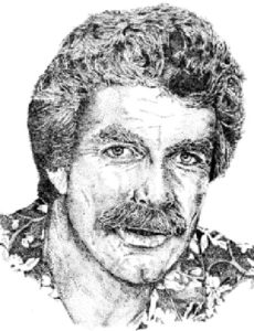 Thomas Magnum, PI (stipple; pen and ink illustration)
