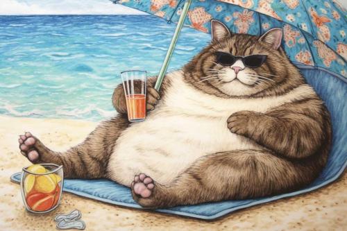 Fat Cat on the Beach