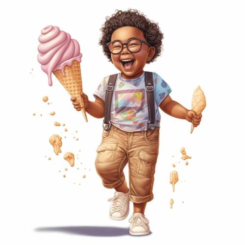 Joyful Boy with Ice Cream